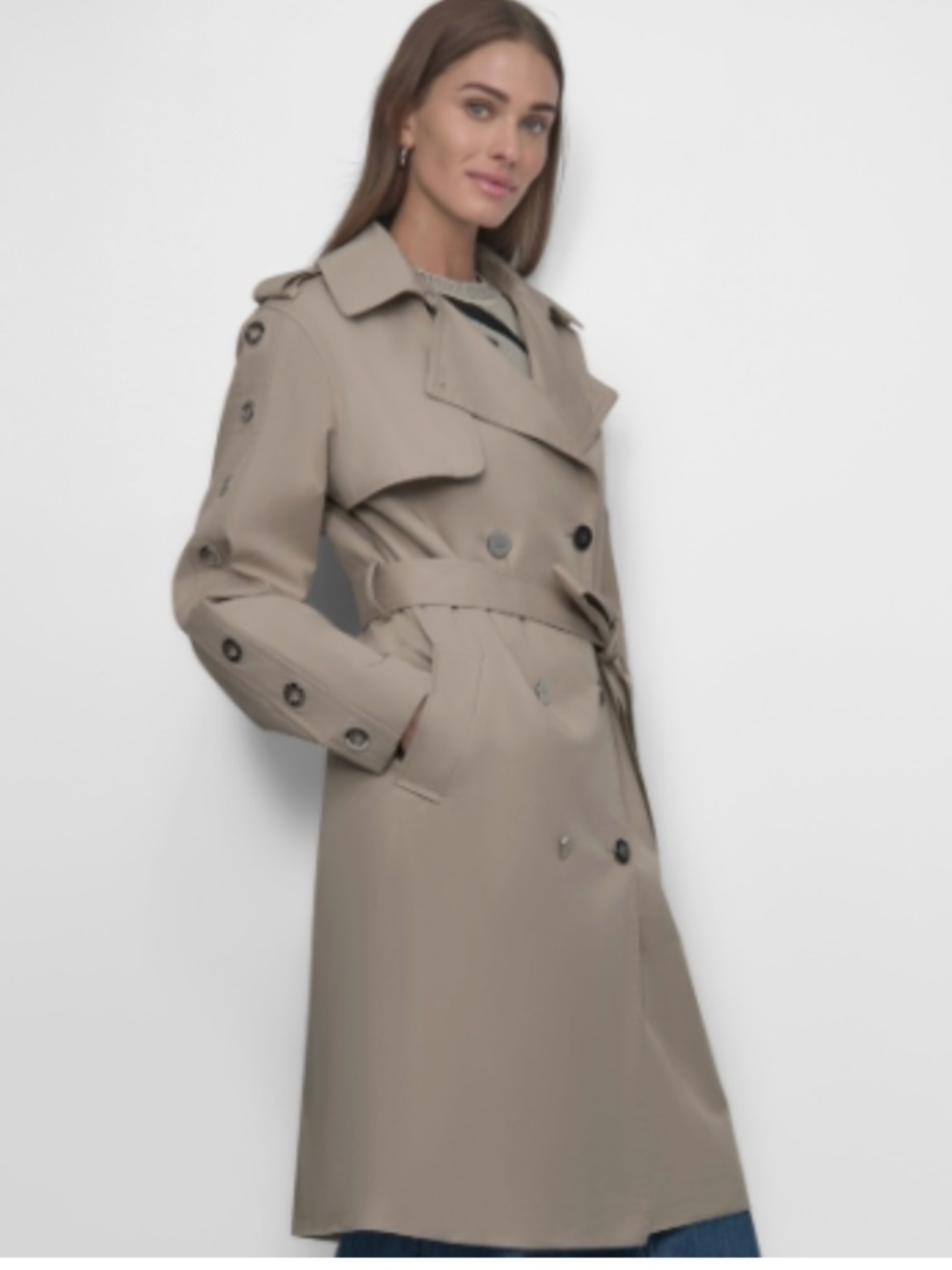 DKNY Women's Trench Coat - Pebble/Beige Size XS NWT